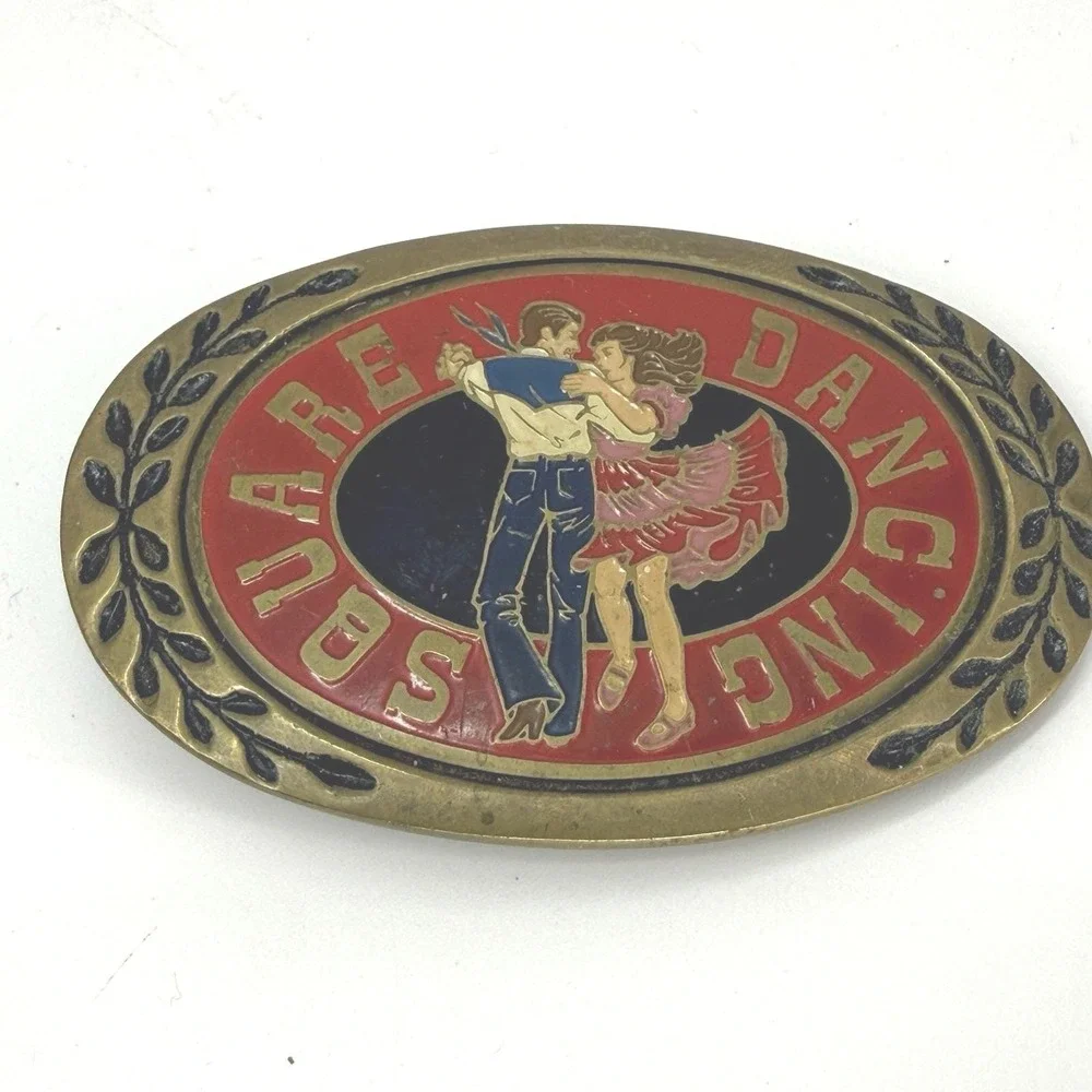 Heritage Buckles Belt Buckle Unisex Brass Square Dancing‎ Enameled Vintage Style